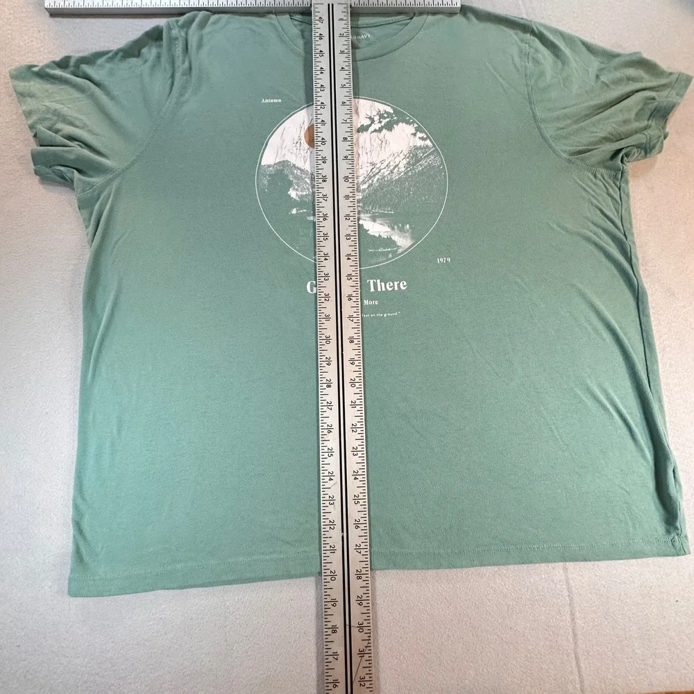 Old Navy Mens XXL Green Get Out There Explore More Graphic T-Shirt Soft Washed - Picture 7 of 7